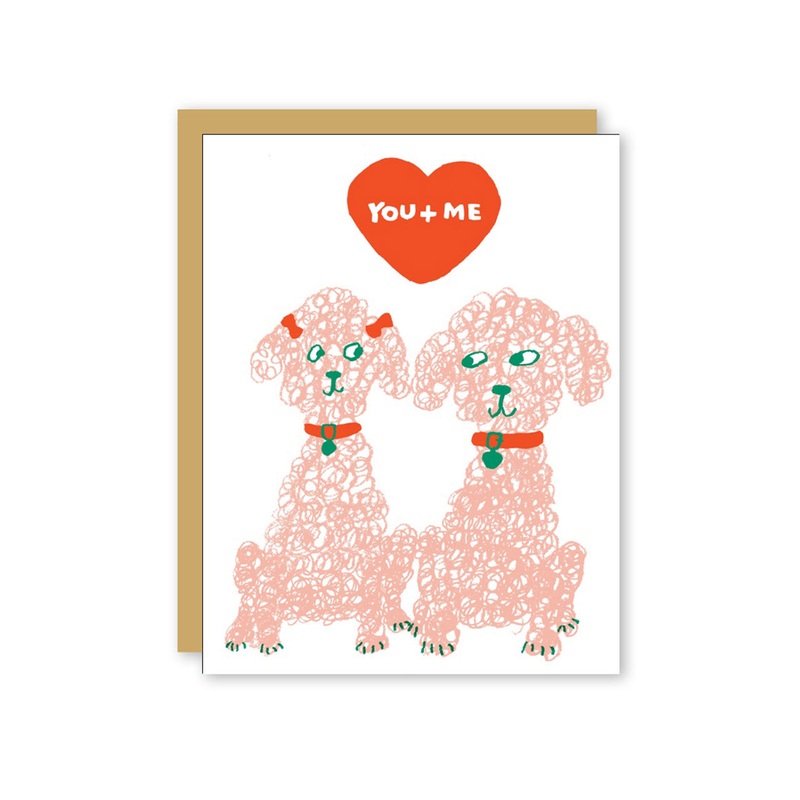 You and Me Poodles Greeting Card
