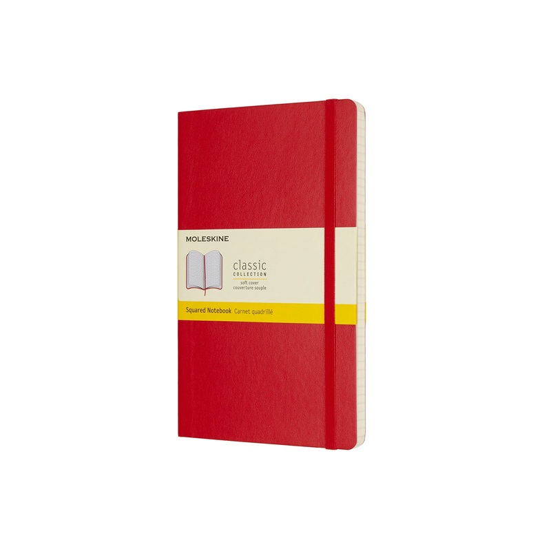 Classic Large Soft Cover Notebook Grid Scarlet Red