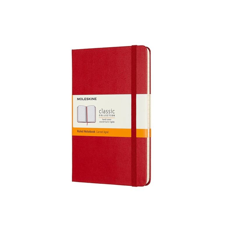 Classic Medium Hard Cover Notebook Ruled Scarlet Red