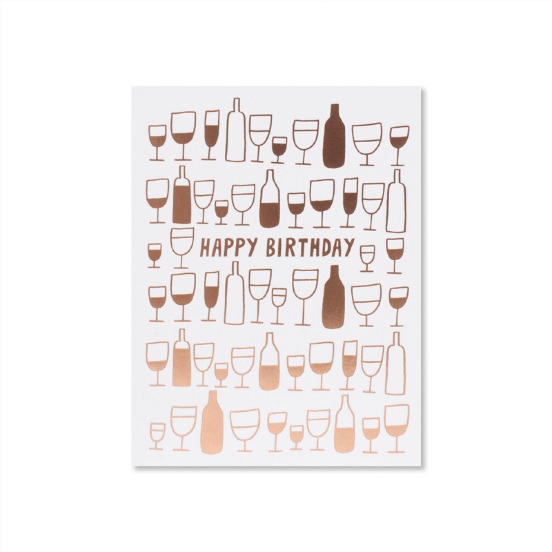 Happy Birthday Wine Glasses Greeting Card