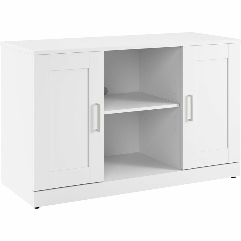 Bush Business Furniture Hampton Heights 48W Bookshelf with Doors – Material: Plastic, Metal, Engineered Wood, Laminate – Finish: White, Thermofused Laminate (TFL) – Wall Mountable, Hinged Door, Cable Management, Adjustable Leveler, Durable, Scratch Resist