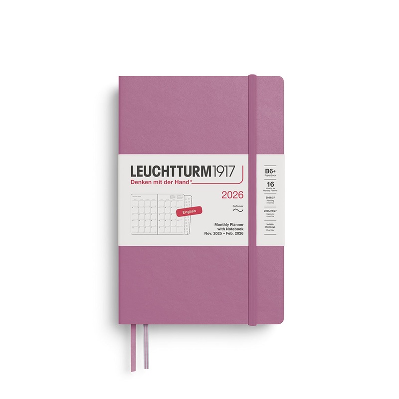 Leuchtturm1917 2026 B6+ Softcover Paperback Monthly Planner and Notebook – Dusty Rose