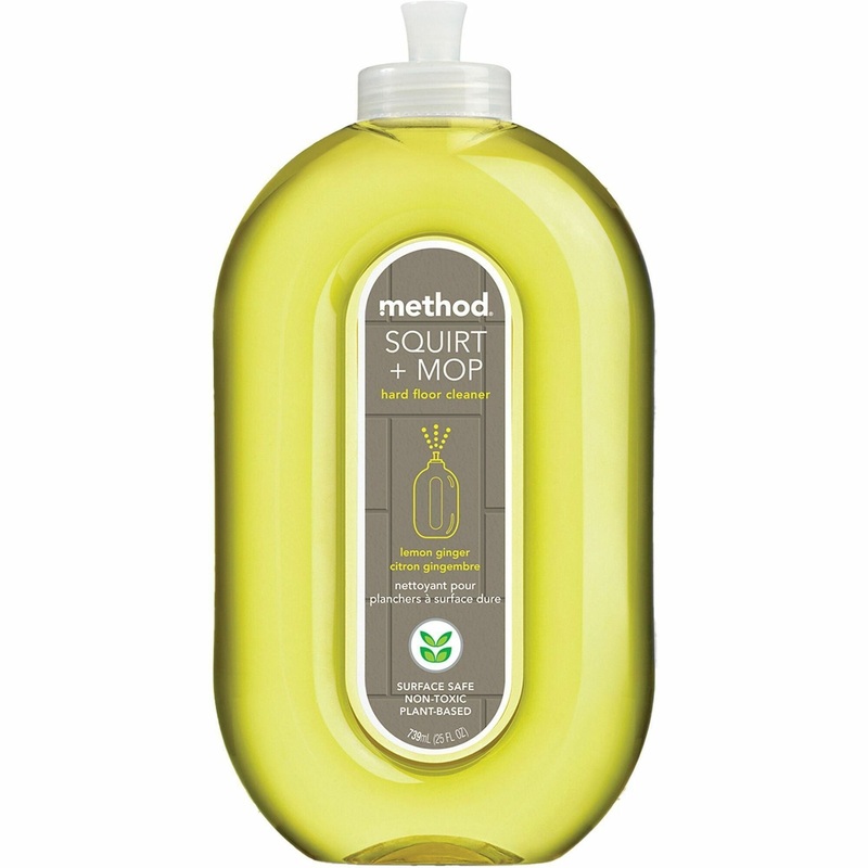 Method Squirt + Mop Hard Floor Cleaner – Ready-To-Use – 25 fl oz (0.8 quart) – Lemon Ginger Scent – Non-toxic, Deodorize, Triclosan-free – Lemon – 1 Each