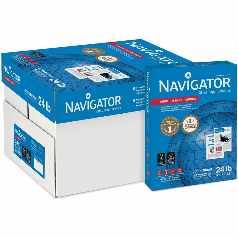 Navigator Premium Multipurpose Trusted Performance Paper – Extra Opacity – Bright White – 97 Brightness – Letter – 8 1/2″ x 11″ – 24 lb Basis Weight – White – 500 Sheets per Ream – 10 / Carton