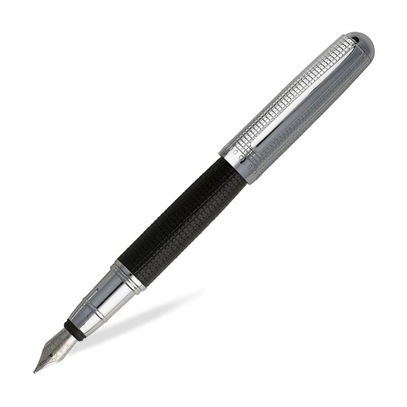 Hugo Boss Grid Fountain Pen, Black – Steel Nib Medium
