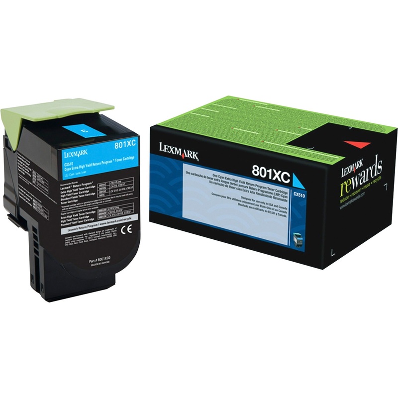 Lexmark Unison 801XC Original Extra High Yield Laser Toner Cartridge – Cyan – 1 Each – 4000 Pages