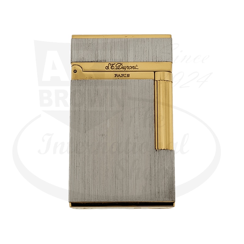 Refurbished S.T. Dupont Vintage Ligne 2 Montparnasse Brushed Palladium and Gold Lighter, 016841