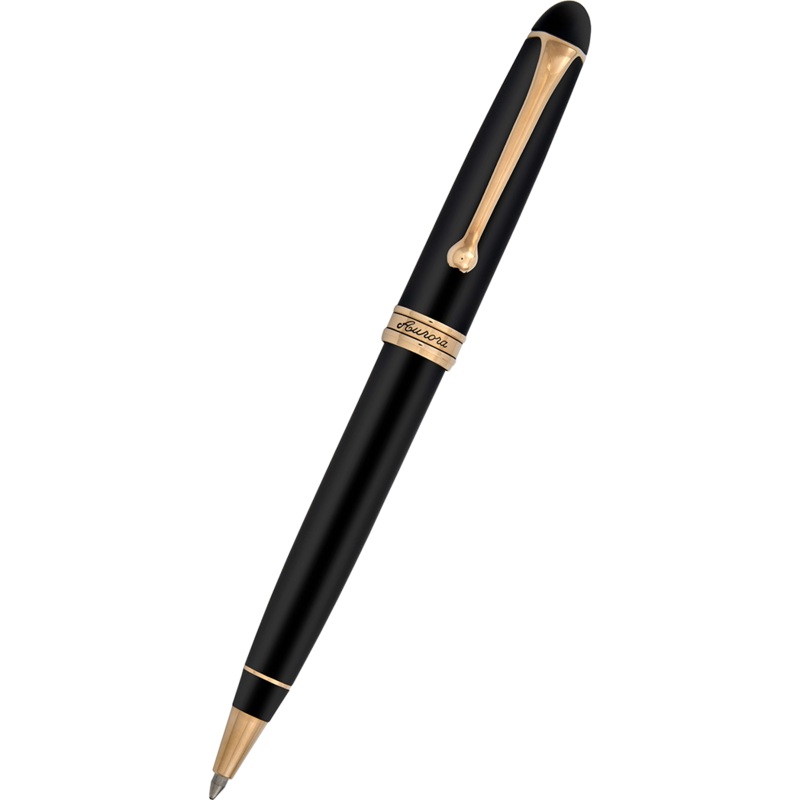 Aurora 88 Ballpoint Pen – Black Satin – Rose Gold Trim