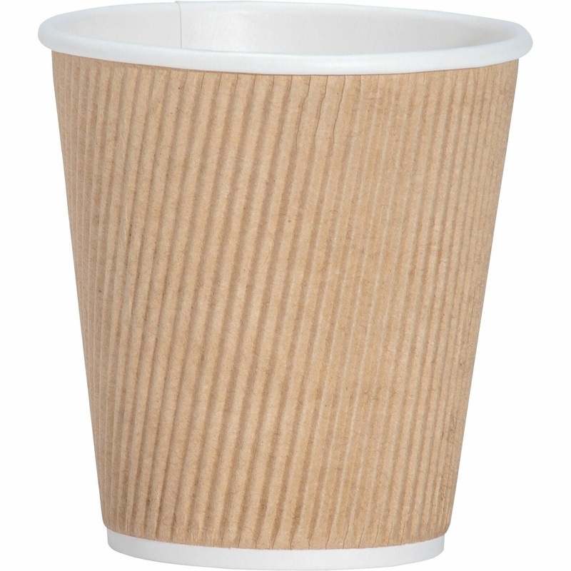 Genuine Joe 10 oz Rippled Hot Cups – 10 fl oz – Brown – Beverage, Hot Drink – 25 / Pack