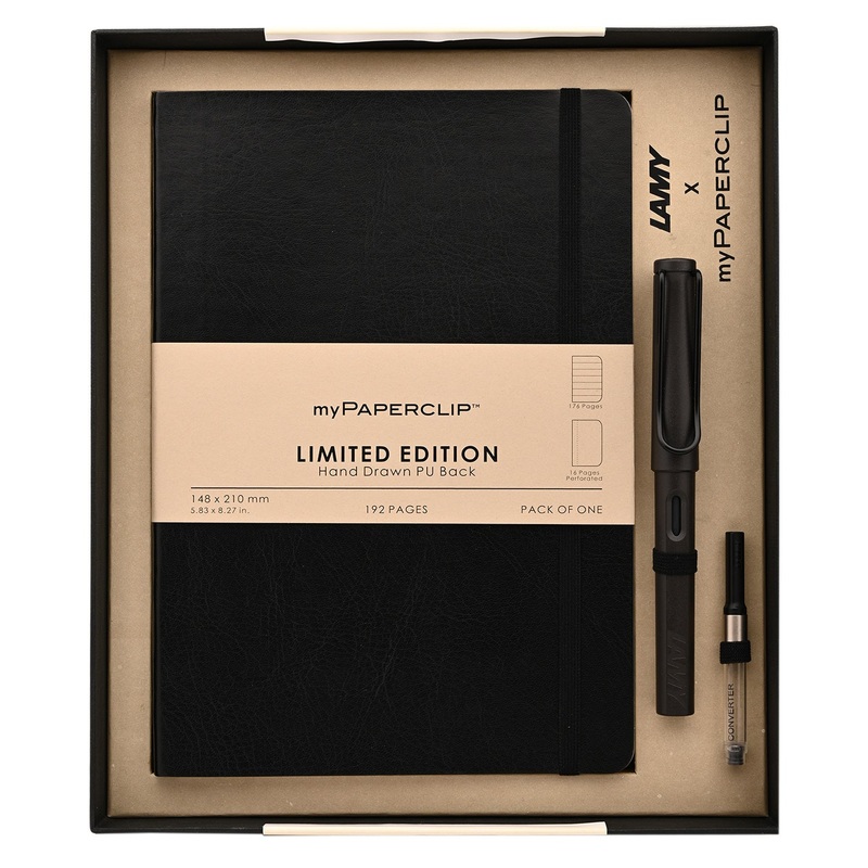 Lamy Gift Set – Safari Umbra Fountain Pen with myPaperclip A5 Black Notebook