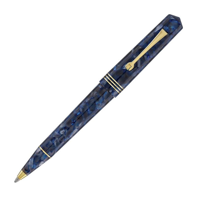 Leonardo Momento Zero Ballpoint Pen in Blue Sorrento Gold Trim