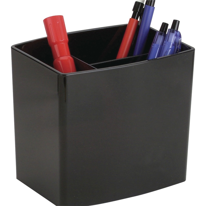 Officemate 2200 Series Large Pencil Cup – 4.5″ Height x 5″ Width x 3.8″ Depth – Plastic – Black – 1 Each