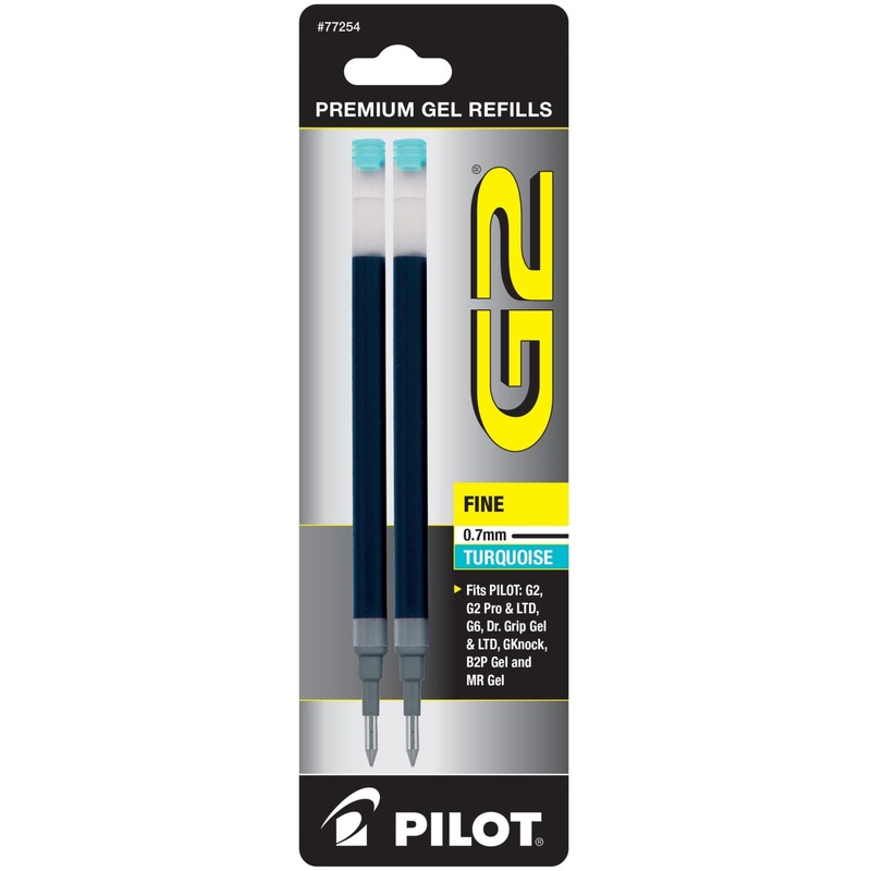 Pilot G2 Gel Ink Rolling Ball Refill in Turquoise – Fine Point – Pack of 2