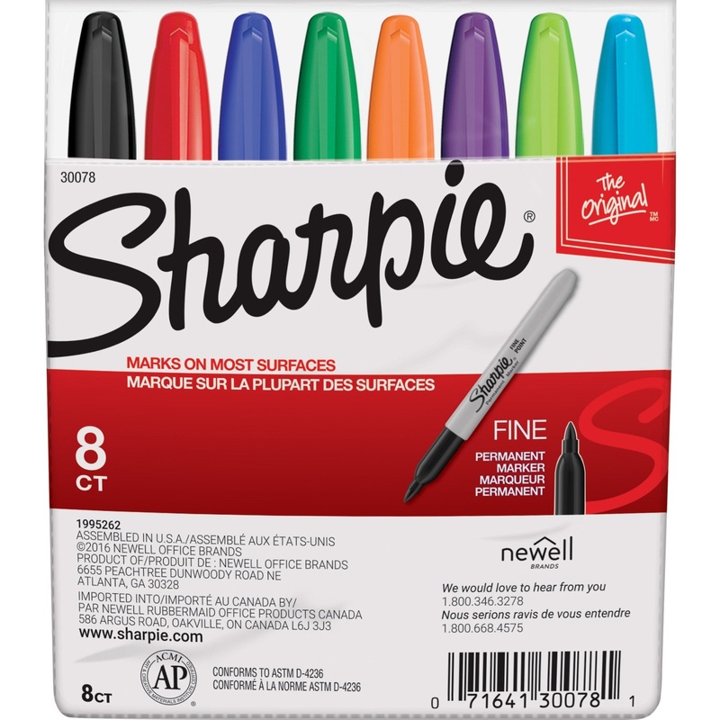 Sharpie Fine Point Permanent Marker – Fine Marker Point – Assorted Ink – Alcohol Based – 8 / Set