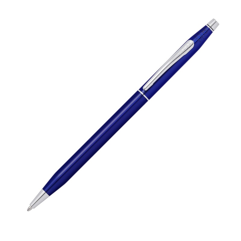 Cross Classic Century Ballpoint Pen in Translucent Blue Lacquer with Chrome Trim