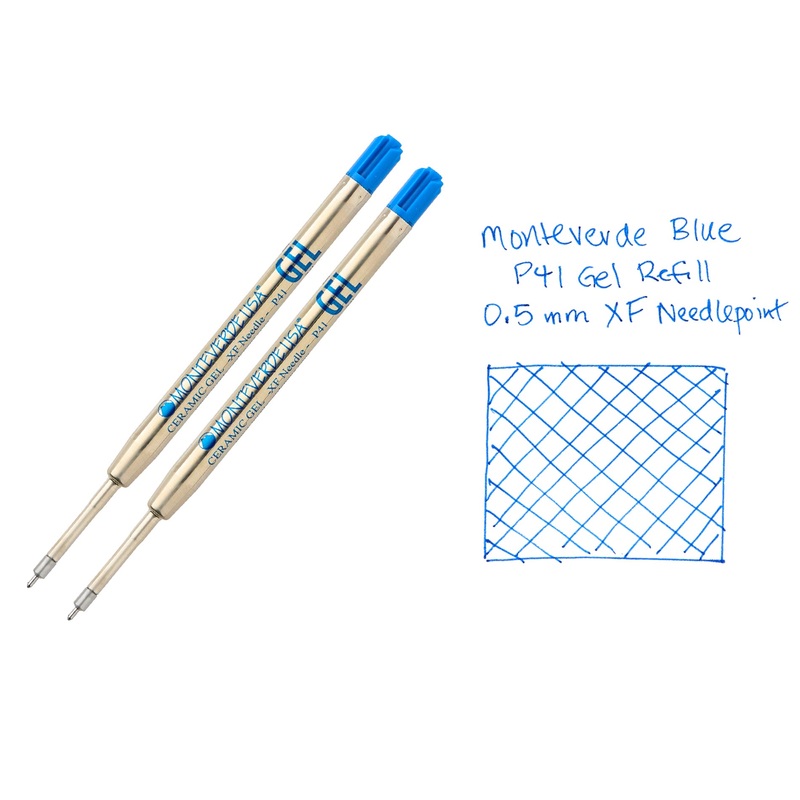 Monteverde Capless Gel P42 Rollerball Refills – Blue, 0.7mm Fine (2-Pack)