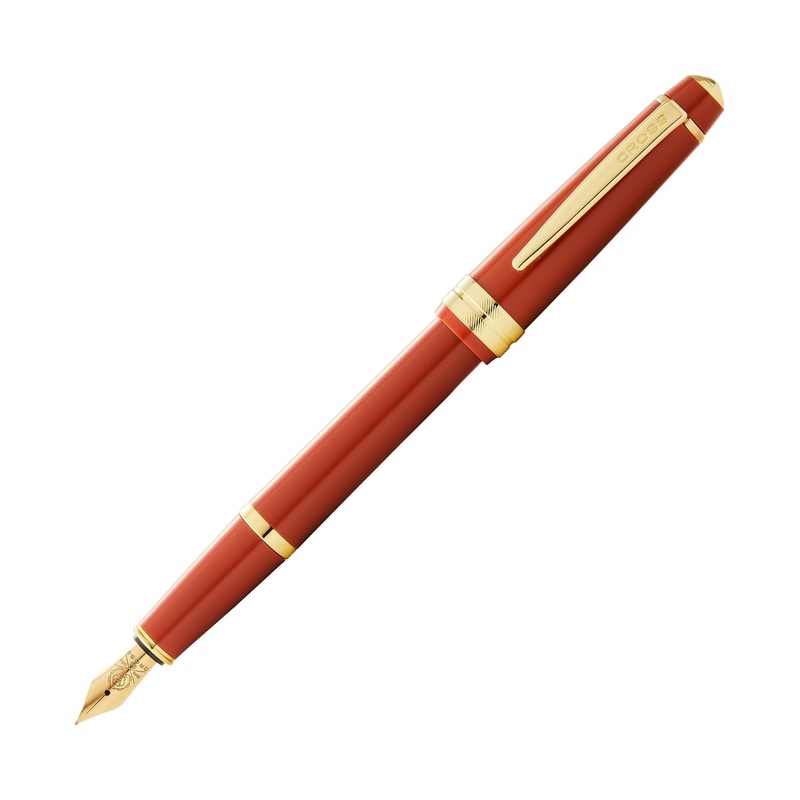 Cross Bailey Light Fountain Pen in Glossy Burnt Orange Resin with Gold Trim