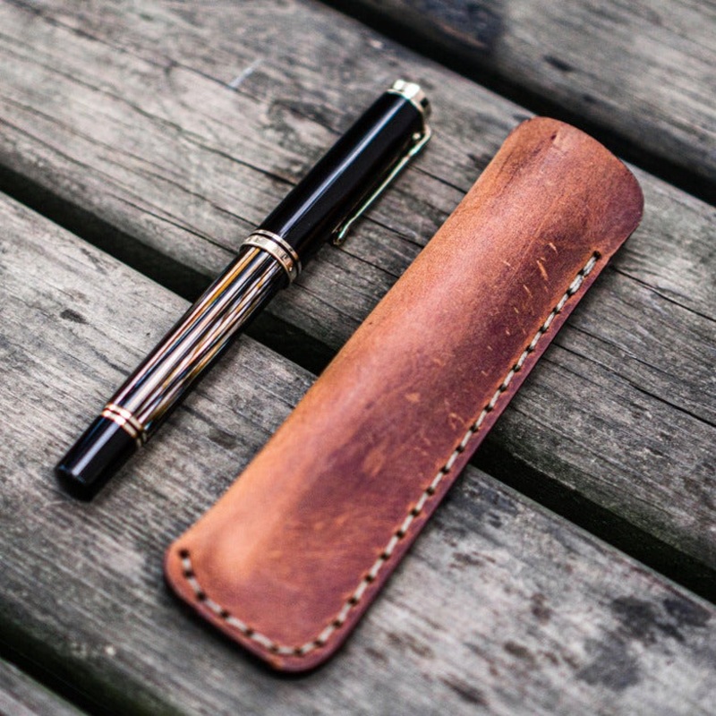 Galen Leather Single Fountain Pen Case/Pen Pouch – Crazy Horse Tan