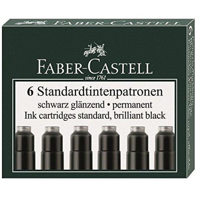 Graf von Faber-Castell Ink Cartridges in Permanent Black – Pack of 6