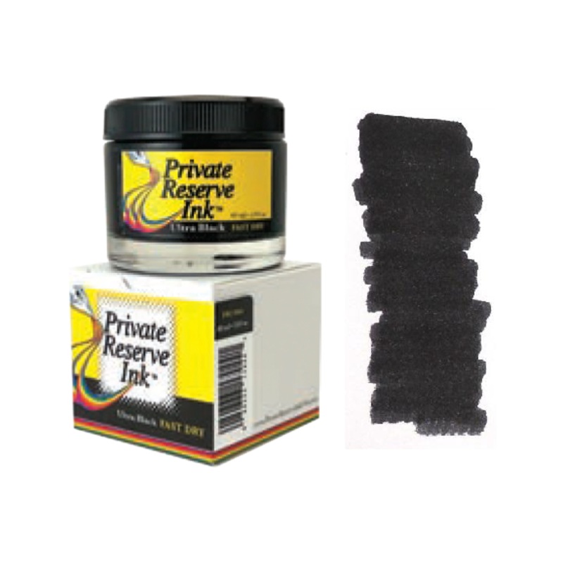 Private Reserve Fountain Pen Ink Bottle, 60ml, Ultra Black Fast Dry