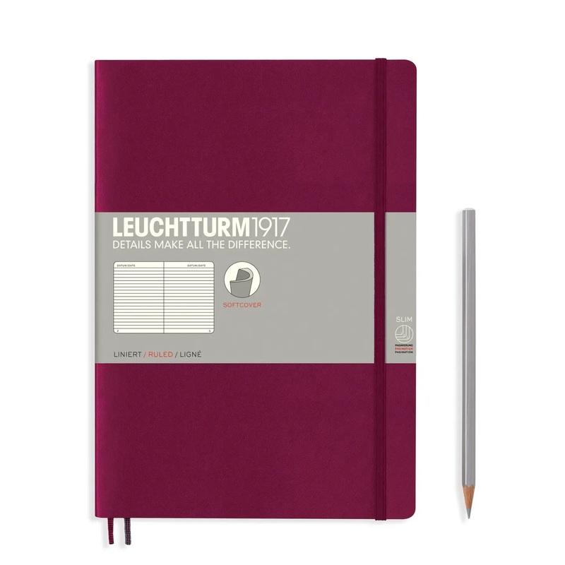 Leuchtturm1917 B5 Composition Softcover Notebook – Port Red Ruled