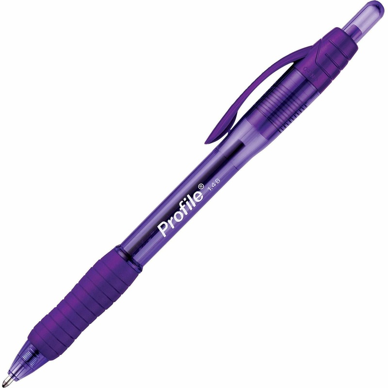 Paper Mate Profile Retractable Ballpoint Pens – 1.4 mm Super Bold Bullet Pen Point – Retractable – Purple Ink – Gel-based – Purple Barrel – 1 Dozen