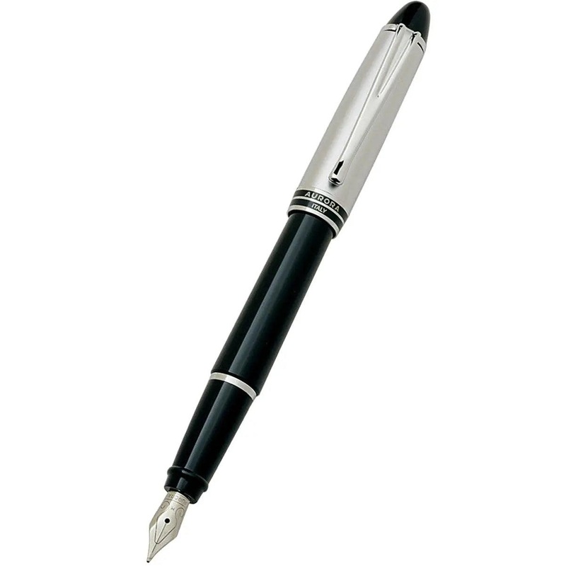 Aurora Ipsilon Fountain Pen – Black – Chrome – Broad
