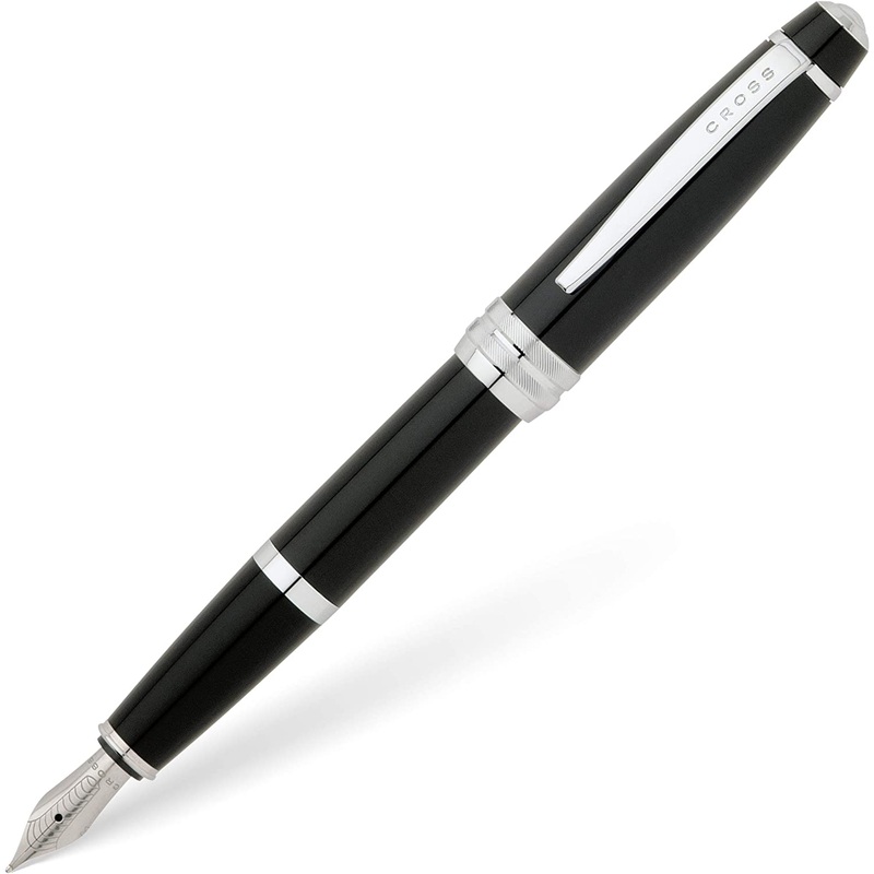 Cross Bailey Fountain Pen, Black Lacquer & Chrome, Medium Nib