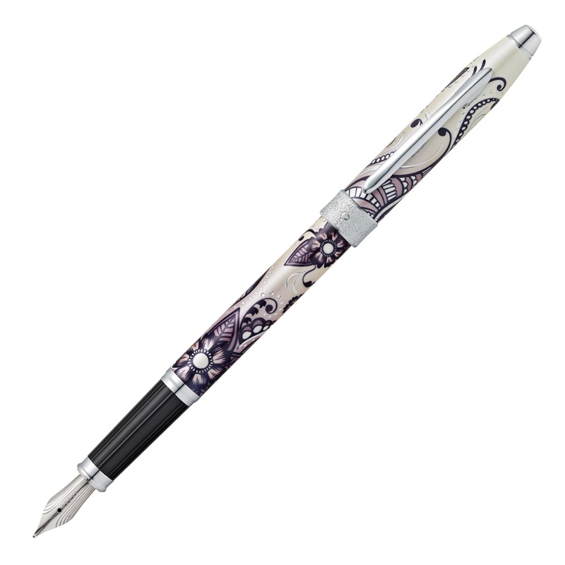 Cross Century II Botanica Fountain Pen in Black Primrose with Chrome Trim – Medium Point