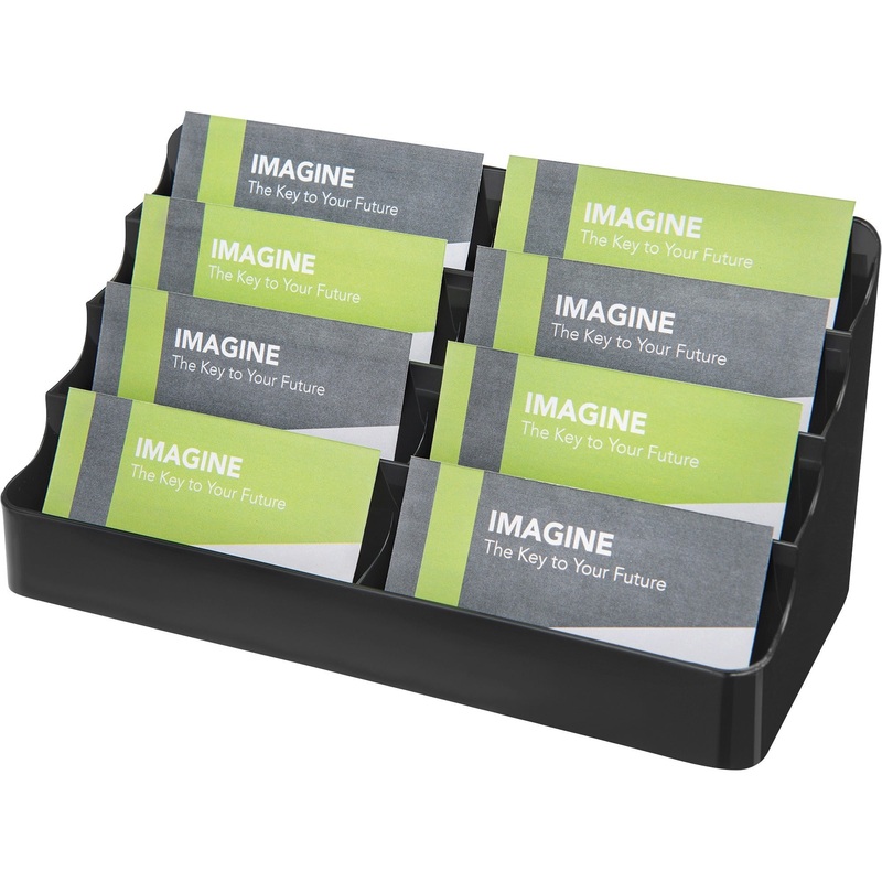 Deflecto Sustainable Office Business Card Holder – 3.9″ Height x 7.9″ Width x 3.6″ Depth – Plastic – Black – 1 Each