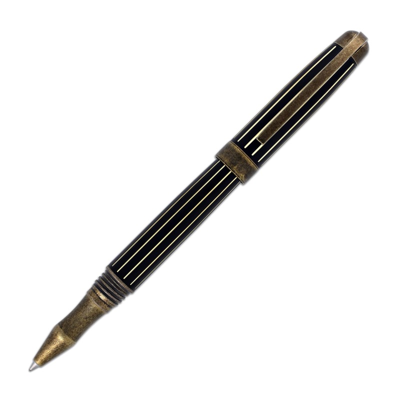 Laban Antique II Rollerball Pen in Gold with Lines