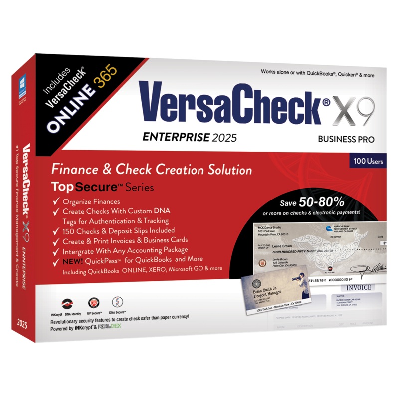 VersaCheck X9 Enterprise 2025 – 100 Users + VersaCheck ONLINE Pro 1yr Sub Bundle