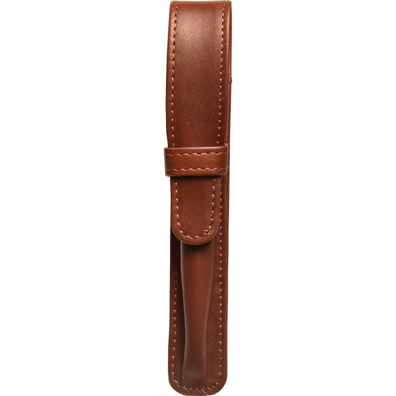 Aston Leather Cognac Finger Style Single Pen Case