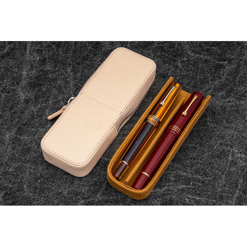 Galen Leather Co. Zipper Magnum Opus 2 Slot Hard Pen Case – Undyed