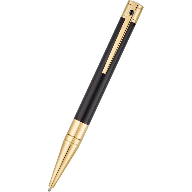 S T Dupont D-Initial Ballpoint Pen – Gold Trim – Black