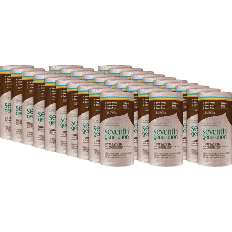 Seventh Generation 100% Recycled Paper Towels – 2 Ply – 11″ Width x 9″ Length – 120 Sheets/Roll – Brown – Paper – 30 / Carton