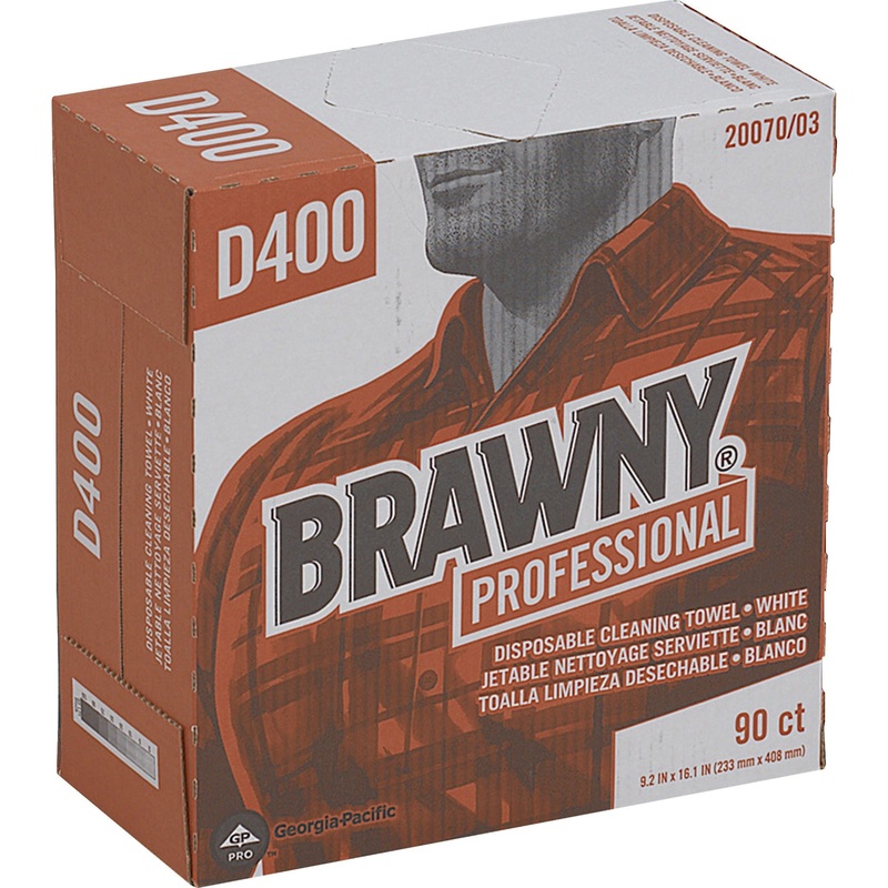 Brawny Professional D400 Disposable Cleaning Towels – 16.10″ Width x 9.20″ Length – White – 90 / Box