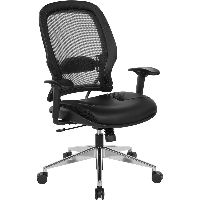 Office Star Professional Air Grid Back Chair – Black Seat Color – Bonded Leather Seat Material – Black Back Color – 5-star Base – Metal – Armrest – 1 Each