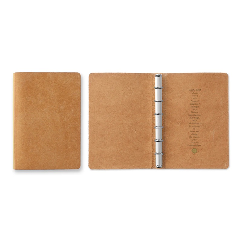PLOTTER Mini Size Pueblo 6-Ring Leather Binder – Beige