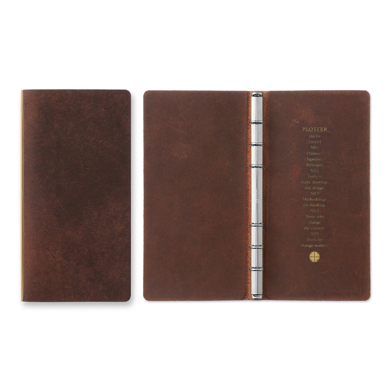 PLOTTER Narrow Size Pueblo 6-Ring Leather Binder – Brown