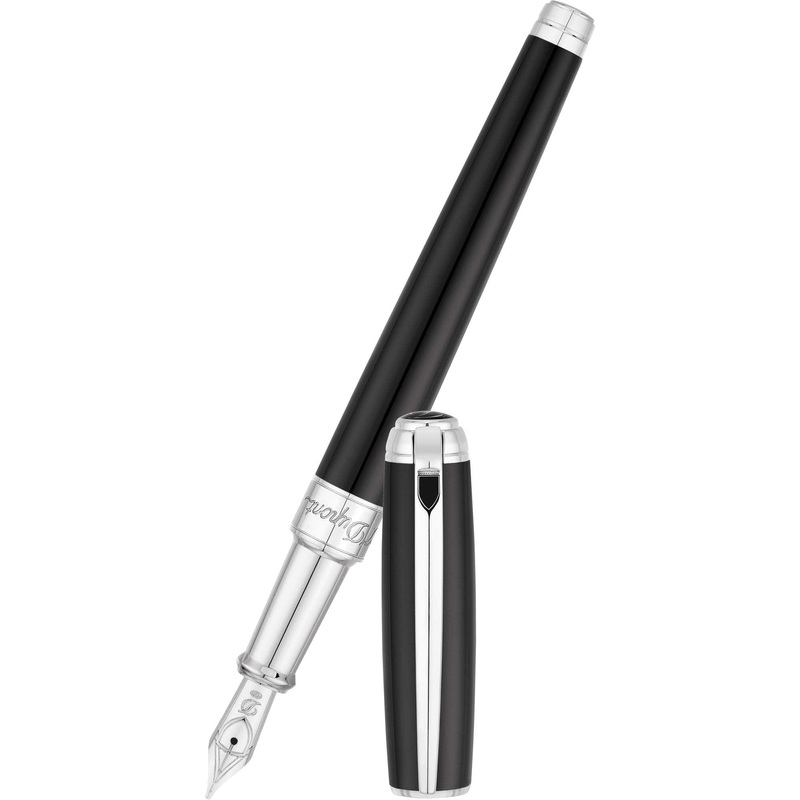 S T Dupont Line D Fountain Pen – Palladium – Black – Medium Extra Fine