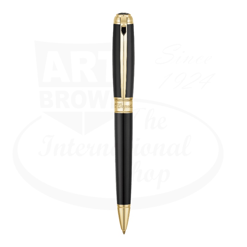 S.T. Dupont Line D Large Black Natural Lacquer and Gold Ballpoint, 415101L