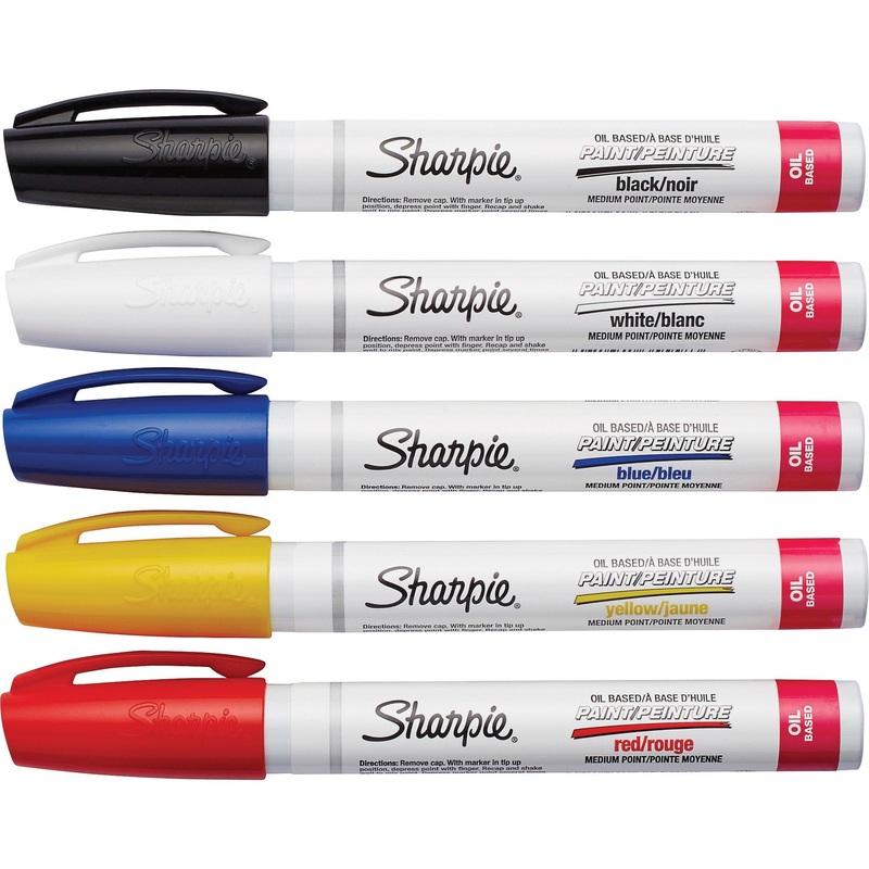 Sharpie Oil-Based Paint Marker – Medium Point – Medium Marker Point – Assorted Ink – Oil Based – 5 / Pack