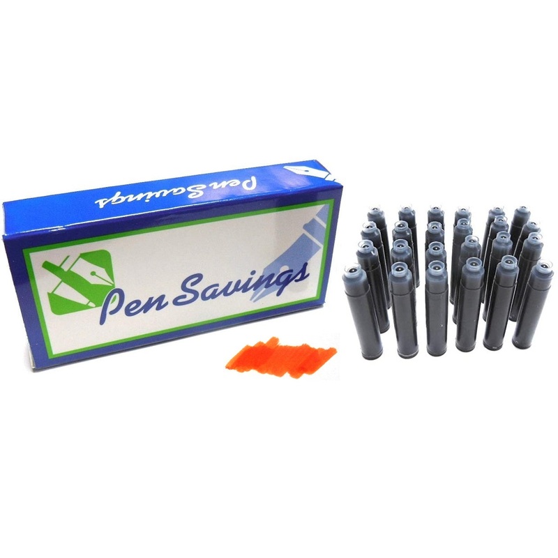 24 Standard International Short Fountain Pen Ink Cartridges, Sunset Orange