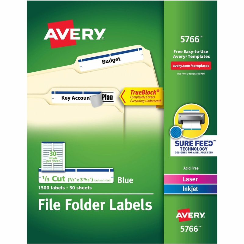 Avery TrueBlock File Folder Labels – 21/32″ Width x 3 7/16″ Length – Permanent Adhesive – Rectangle – Laser, Inkjet – Matte – Blue – Paper – Permanent Adhesive, Stick & Stay, Jam Resistant, Reusable, Self-adhesive – 30 / Sheet – 50 Total Sheets – 150