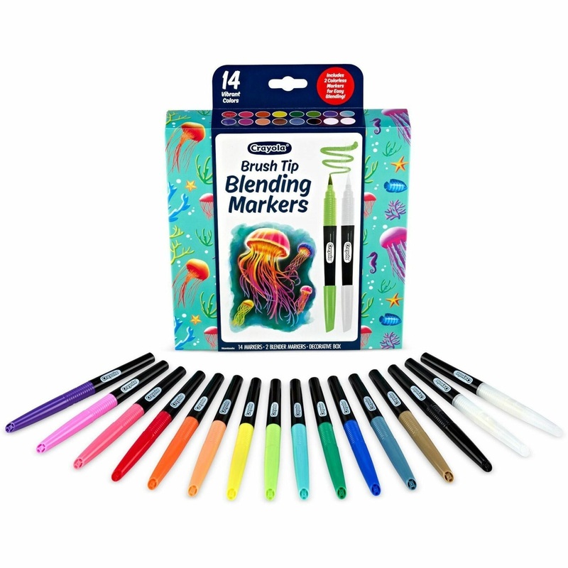 Crayola Blending Markers – Brush Marker Point – Multi Ink – Water Based – 16 / Pack