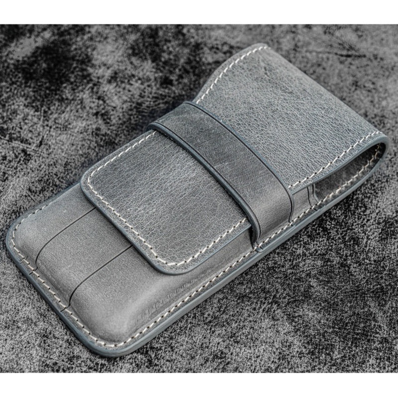 Galen Leather 3 Pen Flap Case – Crazy Horse Smoky
