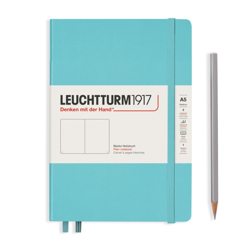 Leuchtturm1917 A5 Medium Hardcover Notebook – Plain / Aquamarine