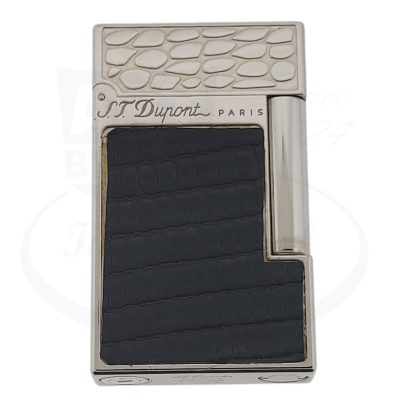 Preowned S.T. Dupont Ligne 2 Custom Black Leather & Palladium Lighter, Dupont-8