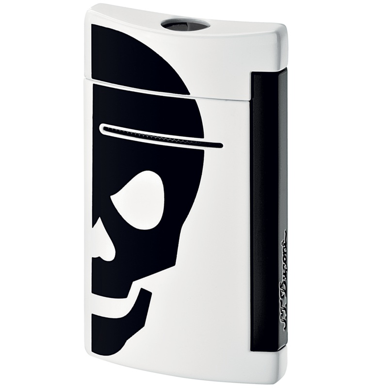S.T. Dupont Lighter Mini Jet Black & White Skull 10056 “PREORDER” White